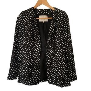Rachel Roy One Button Collarless Polka Dot Cream and Black Blazer • Size 0